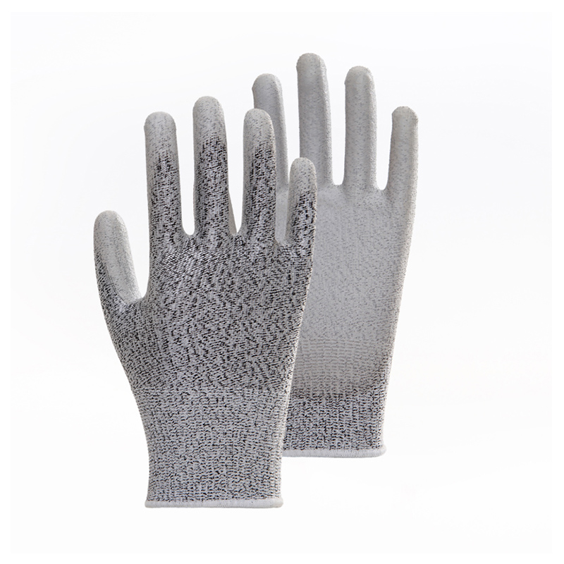 Устойчивые к порезам рабочие перчатки HPPE Liner Level D калибра 13 с полиуретановым покрытием