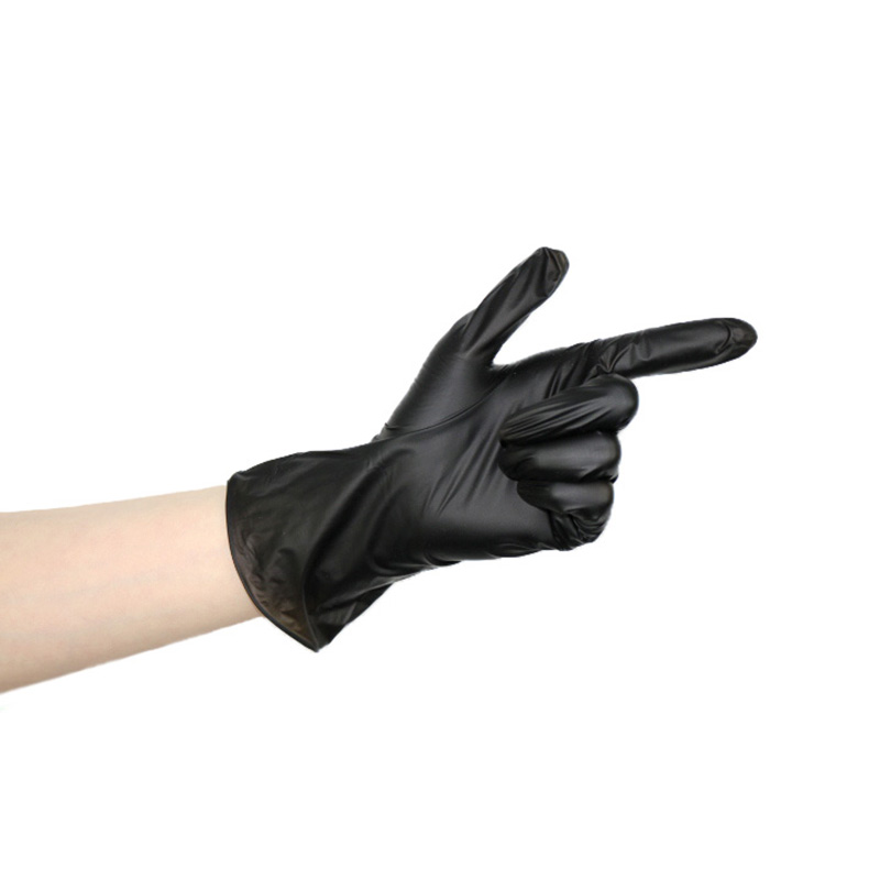 Черные экологически чистые виниловые защитные одноразовые перчатки