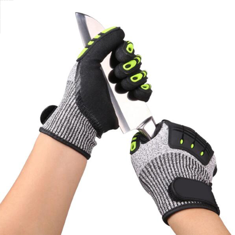 13 Gauge TPR Anti Cut HPPE Sandy нитриловые рабочие перчатки с манжетой на липучке и мягкой ладонью