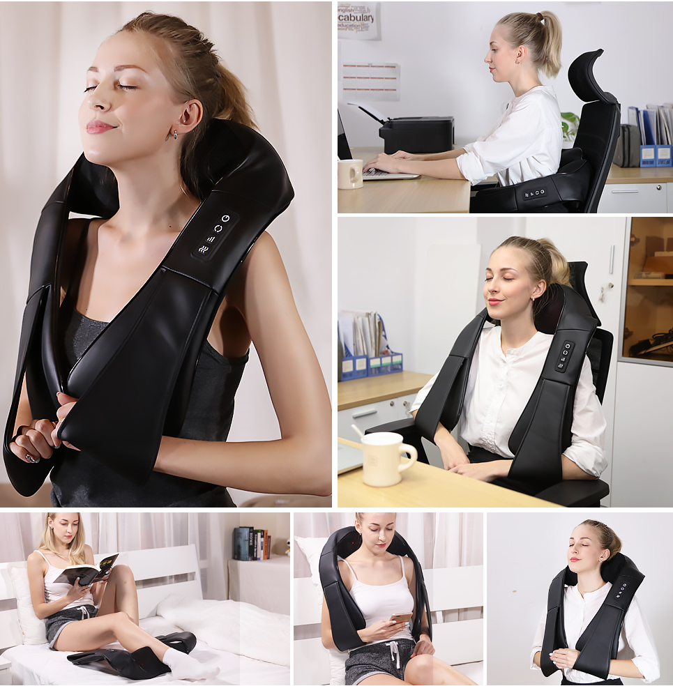 Многочастотный 3D Электрический массажный пояс для шеи и плеч, 15 минут, нагревательный, разминающий, терапевтический, массажный пояс для расслабления боли